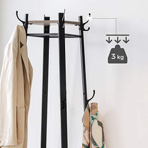 Cuier tip pom cu rafturi Model Newton, Bej/Negru, 43x43x180 cm - Img 6