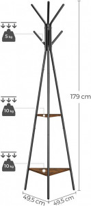 Cuier tip pom Model Barr, Maro Rustic/Negru, 50x50x179 cm - Img 5