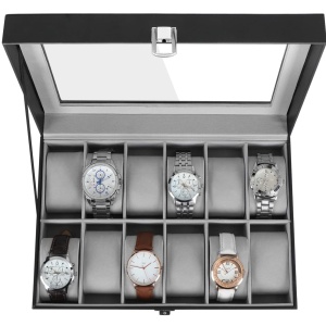 Cutie pentru ceasuri Model Luxury Vault, Negru, 30.2x20.2x8.1 cm - Img 2