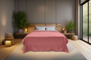 Cuvertura Pique pentru pat 1 Persoana Model Hasır Pink - Img 1