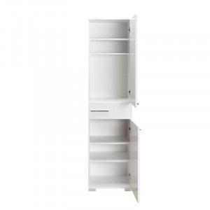 Dulap cu sertar si 2 compartimente Chad alb lucios 45x40x188cm - Img 5