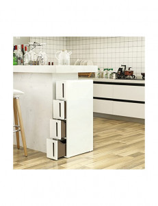 Dulap de depozitare cu sertare, Songmics, Alb/Maro, 45 x 17 x 83 cm, KFR08WT - Img 3