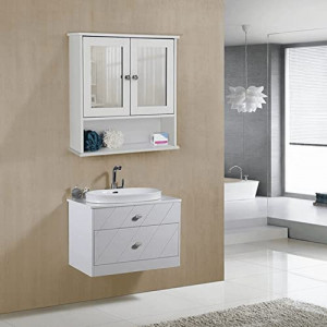 Dulap de depozitare pentru baie, Vasagle, Alb, 56.5x13x58.5 cm - Img 3