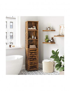 Dulap de depozitare pentru baie, Vasagle, Maro Rustic, 17 x 12 x 65 cm, BBK160X01 - Img 2