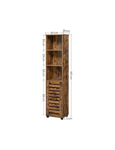 Dulap de depozitare pentru baie, Vasagle, Maro Rustic, 17 x 12 x 65 cm, BBK160X01 - Img 6