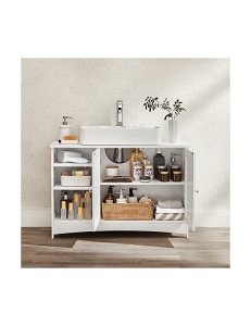 Dulap de depozitare pentru chiuveta, Vasagle, 2 usi, Alb, 90 x 30 x 60 cm - Img 3