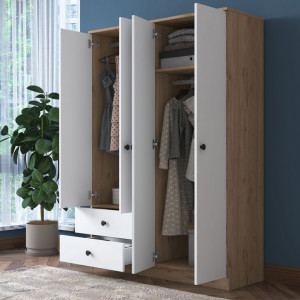 Dulap haine Model BA108-2067, Nuc/Alb, 120x42.5x170 cm - Img 5