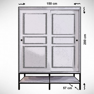 Dulap haine Model Martin, Alb, 150x57x200 cm - Img 2