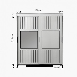 Dulap haine Model Pacific, Bej, 150x60x216 cm - Img 7