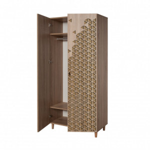 Dulap haine Model Stil, Stejar sonoma/Bej, 90x52x192 cm - Img 5