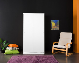 Dulap haine Model SWD-431-BY-2, Alb, 94x52x182 cm - Img 1