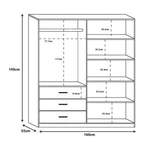 Dulap haine Sonlen, nuc/anthracite, 160x52x195 cm - Img 3