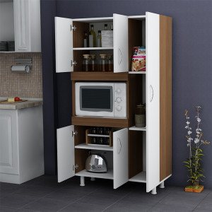Dulap multifunctional Model Defne, Alb/Nuc, 89x37.5x160 cm - Img 3