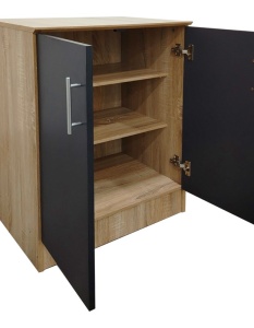 Dulap Pantofi 6 perechi Model Souken, Stejar / Gri Inchis, 60x40x80 cm - Img 2