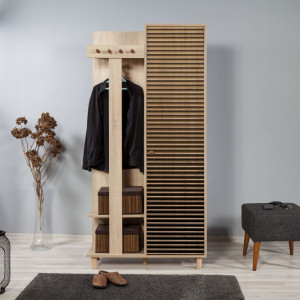 Dulap pentru hol Model Nina, Stejar sonoma, 90x36x194 cm - Img 2