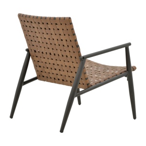 Fotoliu de exterior, Model Eamon, culoare negru si maro, metal si textil, 73.5x62x77 cm - Img 3