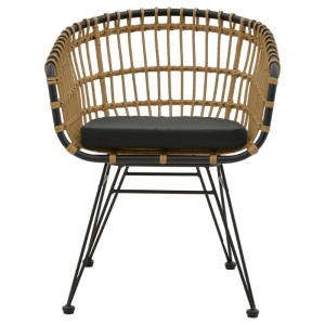 Fotoliu de exterior, Model Naoki, culoare natural si negru, metal si poliratan, 62x62x70 cm - Img 5