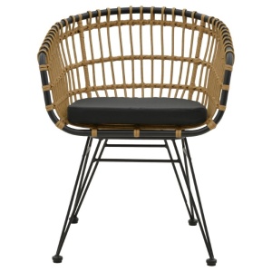 Fotoliu de exterior, Model Naoki, culoare natural si negru, metal si poliratan, 62x62x70 cm - Img 10