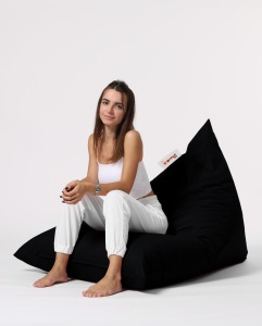 Fotoliu de Grădină tip Bean Bag Model Pyramid, Negru - Img 5