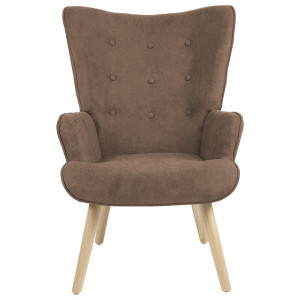 Fotoliu Fluffy material textil maro - culoare lemn natural 75x69x96cm - Img 4