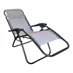 Fotoliu Relax Pliabil Mirka, Metal/Textilene, Gri/Negru, 65x165x110 cm - Img 3