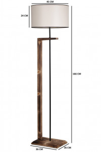 Lampadar Menekse Yanik Ahsap Lambader Silindir Finli Krem Abajurlu Maro/Crem - Img 3