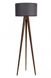 Lampadar Tripod Ceviz Lambader Silindir Koyu Gri Abajurlu Gri/Nuc - Img 2