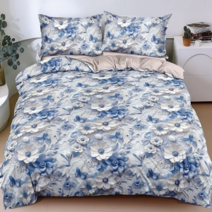 Lenjerie Bumbac Satinat 4 Piese Floreva