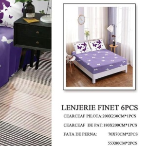 Lenjerie cu Elastic 180x200 cm, Lukis 6 Piese (Finet) - Img 3