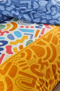 Lenjerie de pat 1 Persoana Model Doodle Fitted Multicolor - Img 2
