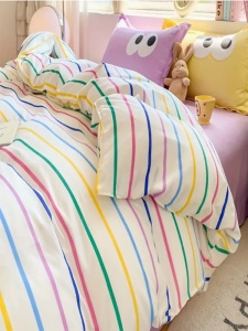 Lenjerie de pat 1 Persoana Model Funny Yellow, Lilac