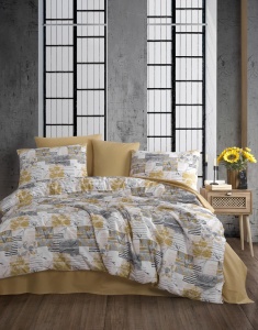 Lenjerie de pat 1 Persoana Model Serra Yellow