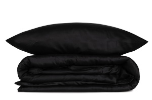 Lenjerie de pat dublu, Bumbac 100% Satinat Model Elegant Black - Img 3