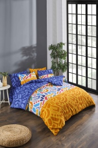 Lenjerie de pat dublu Model Doodle Fitted Multicolor