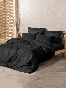 Lenjerie de pat dublu Model Plaid Black - Img 1
