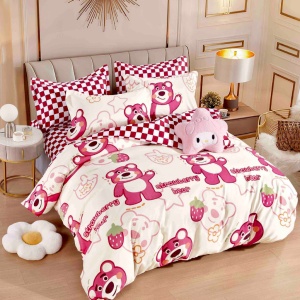 Lenjerie Finet 6 Piese cu Elastic 180x200, Cherry Bear