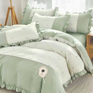 Lenjerie Finet cu Broderie si Volanase, 4 Piese Melor Mint