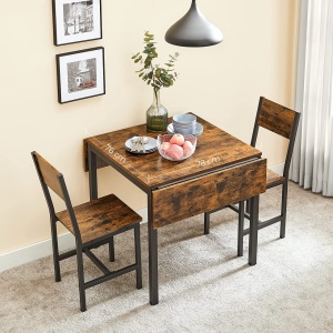 Masă de dining pliabilă pentru 2-4 persoane, stil industrial, Maro Rustic/Negru, 120 × 78 × 76,2 cm - Img 2