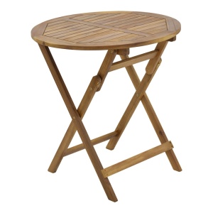 Masă de exterior pliabila, Model Capruva, culoare natural, lemn masiv de salcam, D70x74 cm - Img 9