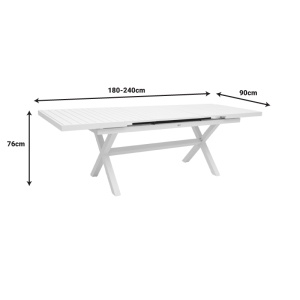 Masa de Gradina Model Dagyn, Alb, 180-240x90x76 cm - Img 9