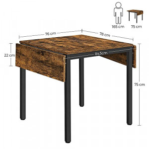 Masa Extensibila Model Terrance, 78-120x84.5x75 cm, Maro rustic/Negru - Img 4