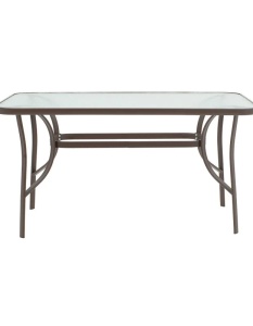 Masă grădină, Pako World, model Ensure, Metal si Sticla Securizata, Maro, 140 x 80 x 70 cm - Img 7