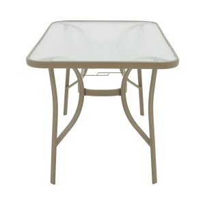 Masă grădină, Pako World, model Ensure, Metal si Sticla Securizata, Champagne, 140 x 80 x 70 cm - Img 4