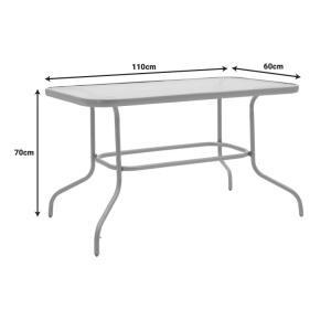 Masă grădină, Pako World, model Valor, metal și sticlă temperată, Maro, 110 x 60 x 70 cm - Img 5