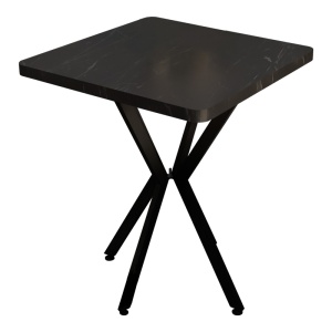 Masă Prestone, negru marmorat/negru, 70x70x75 cm