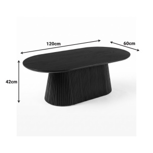 Măsuță de cafea Aithra, din lemn masiv, Negru, 120 × 60 × 42 cm - Img 5