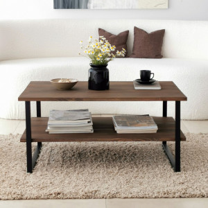 Masuta de Cafea Model Cain, 85x60x40 cm, Nuc/Negru - Img 1