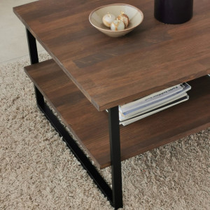 Masuta de Cafea Model Cain, 85x60x40 cm, Nuc/Negru - Img 4