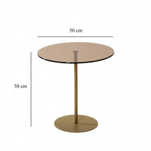 Masuta de Cafea Model Cleo, 50X50X50 cm, Auriu/Bronz, Blat Sticla securizata - Img 5