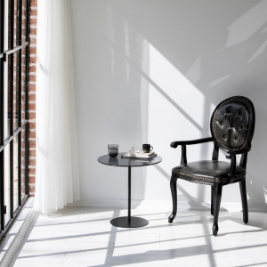 Masuta de Cafea Model Cleo, 50X50X50 cm, Negru/Gri inchis, Blat Sticla securizata - Img 1